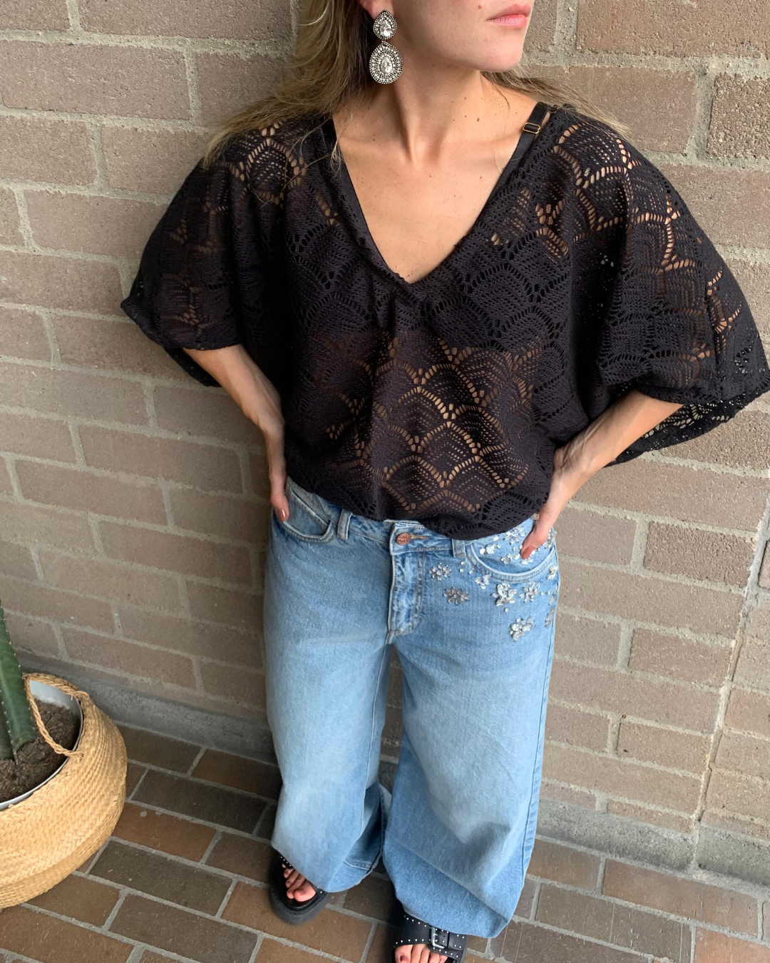 CAMISA CROCHET NEGRA