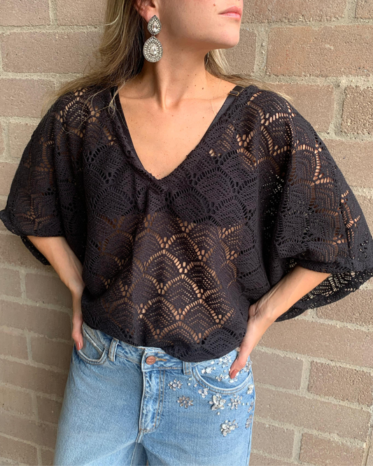 CAMISA CROCHET NEGRA